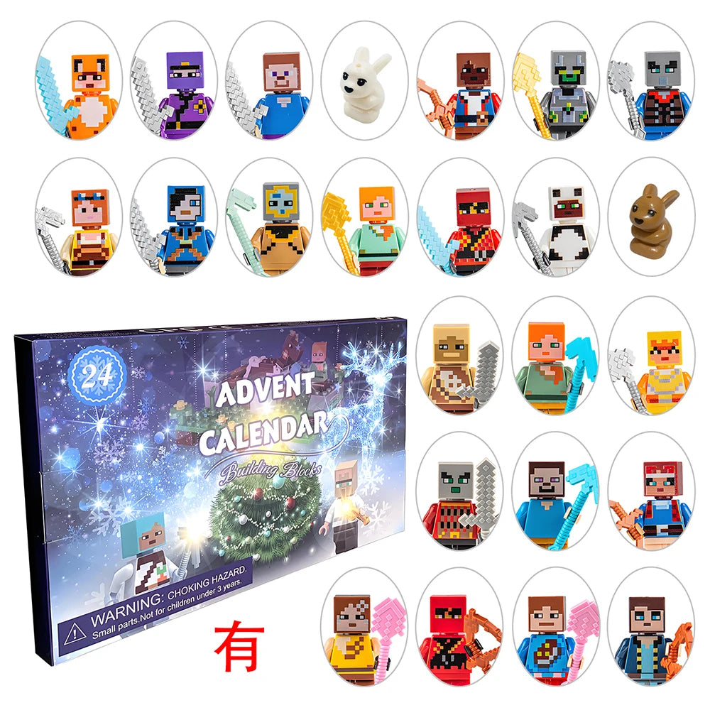 24-Teiliges Minecraft Adventskalender Set – Abenteuerlicher Countdown Mit Überraschungsfiguren für Kinder 10