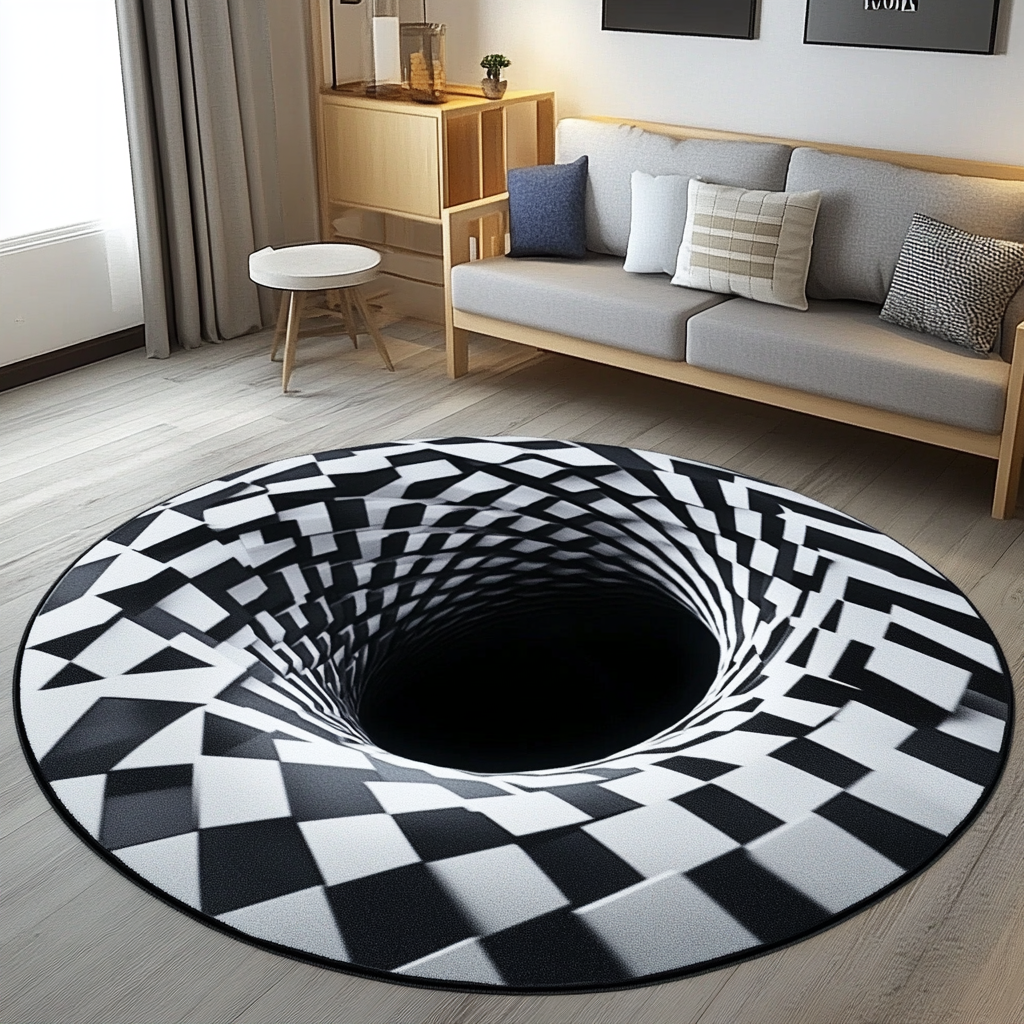 3D Hole Runder Teppich – Stilvolle Farben Für Ihr Zuhause 0