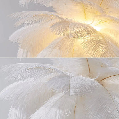 Art Deco Feder Gold Tischlampe – Stilvolles Design mit Warmem Licht 5
