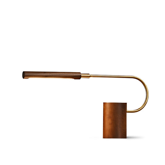 Banker Slim Tischlampe – Elegante Holz-Metall Kombination mit LED Licht 0