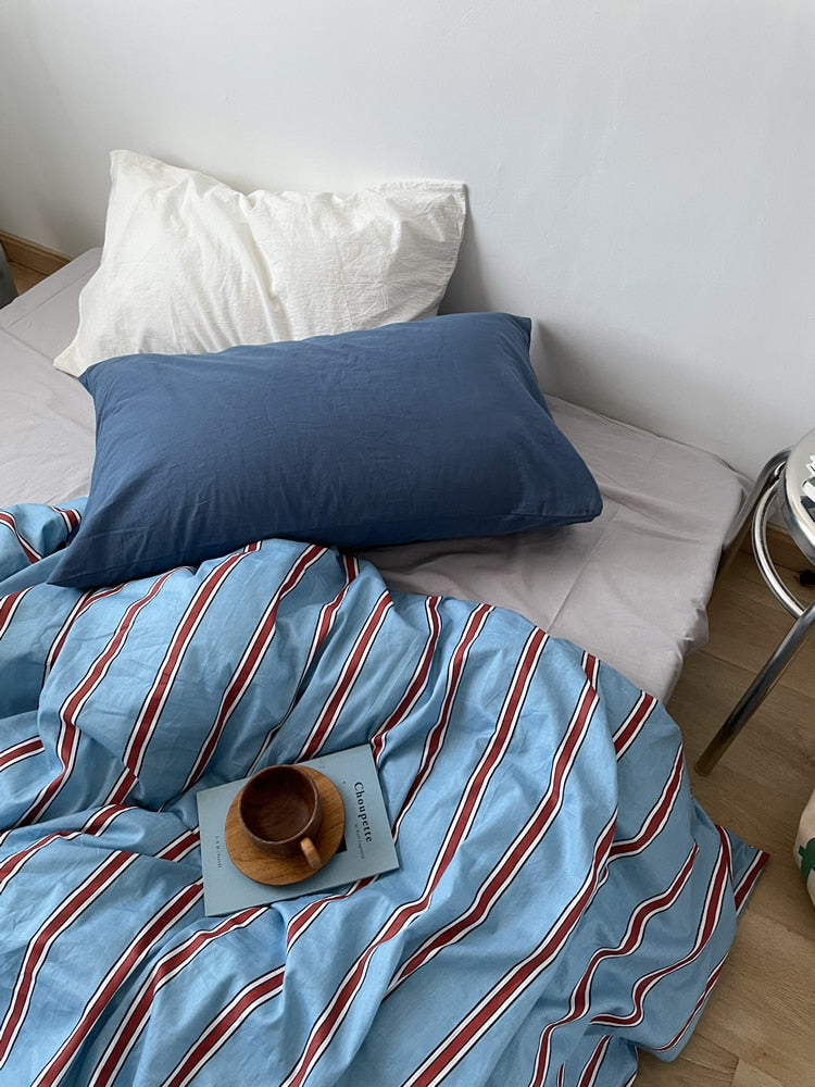 Blau Gestreifter Bettbezug Aus 100 % Baumwolle – Stilvoller Komfort Für Ihre Nächte 6
