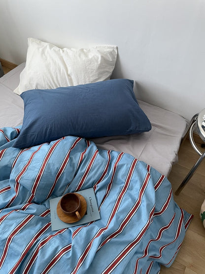 Blau Gestreifter Bettbezug Aus 100 % Baumwolle – Stilvoller Komfort Für Ihre Nächte 6