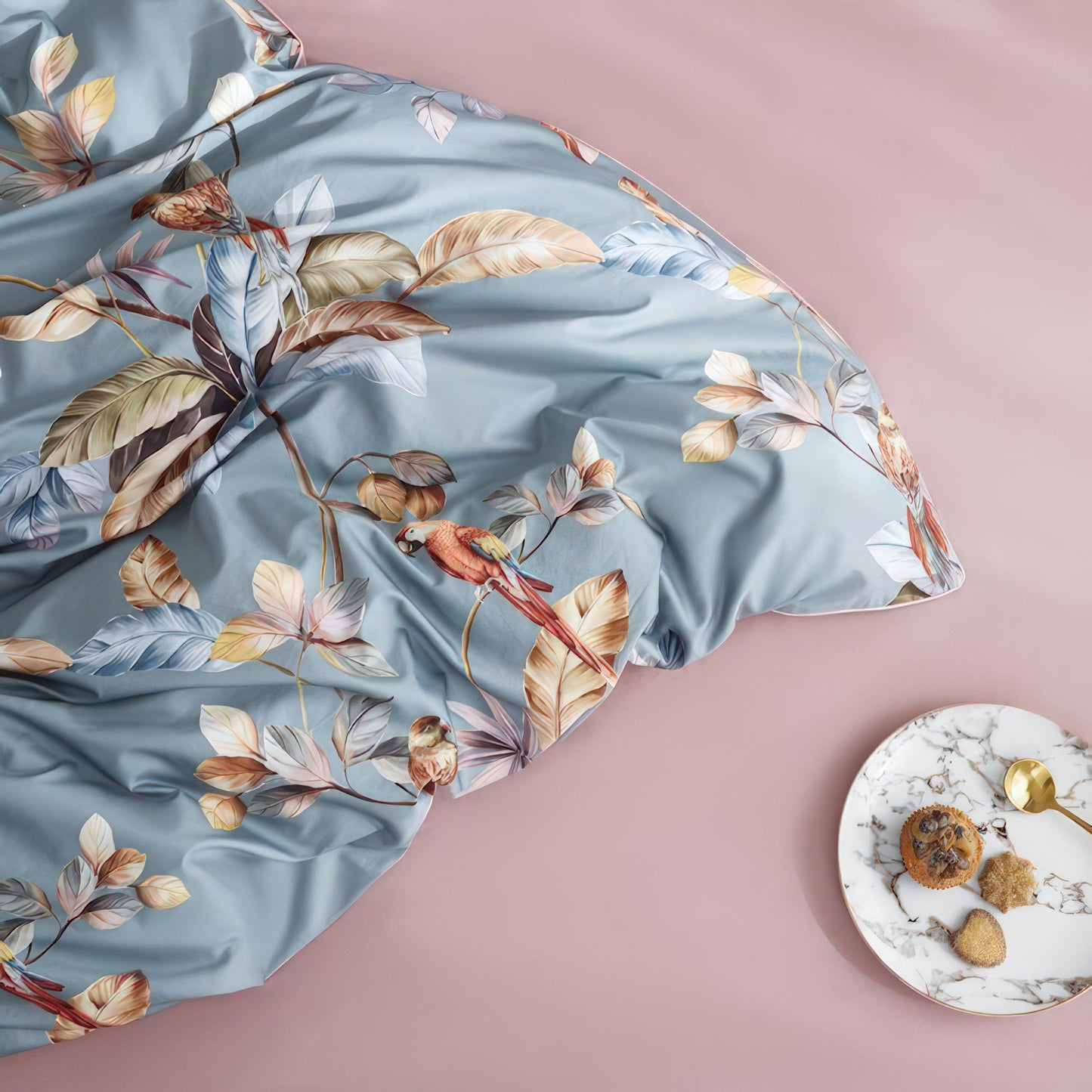 Buntes Bettbezug-Set Mit Baummuster – Elegante Tropische Akzente Für Ihr Schlafzimmer 3