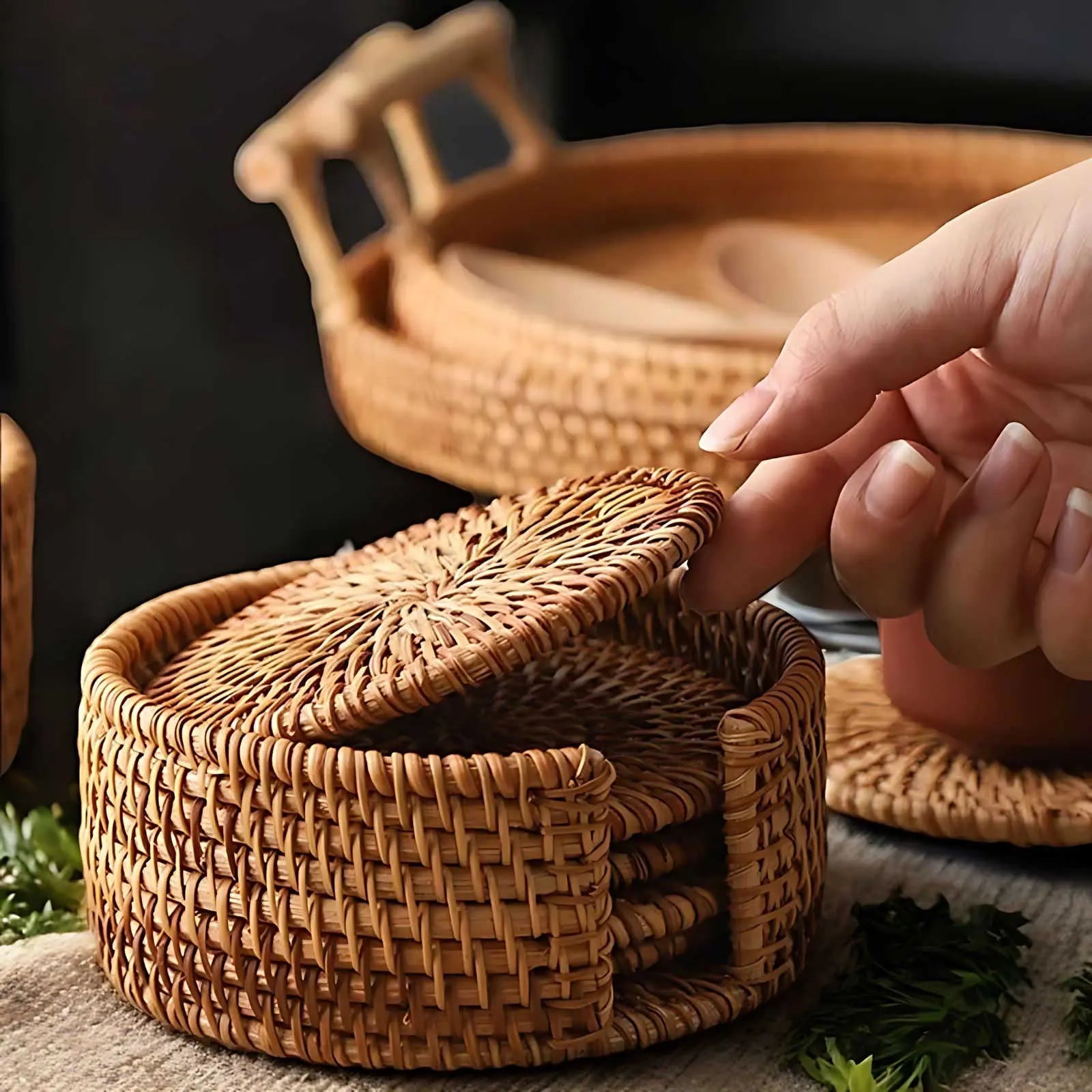 Cestino Bambus Untersetzer Set – Stilvoller Schutz für Ihre Getränke 1