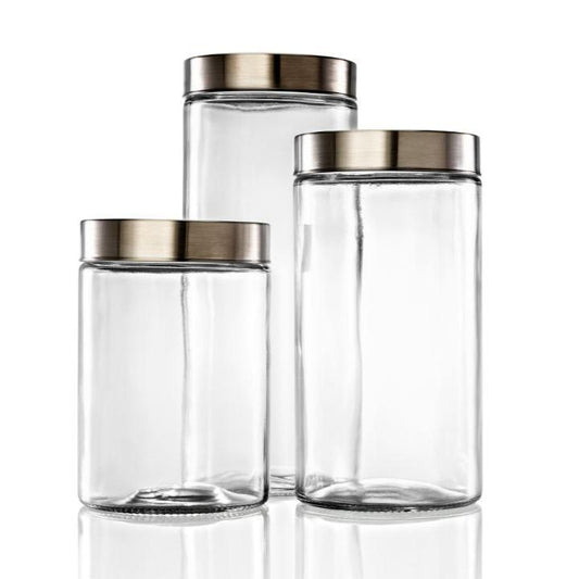 Chicago Kanister-Set Glas Mit Edelstahl – Elegante Aufbewahrung Für Ihre Küche 0