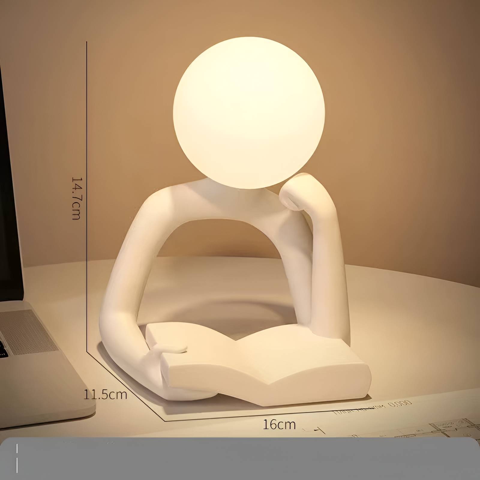 Denker Mond Skulptur Tischlampe – Künstlerische Lichtquelle für Stilbewusste 6