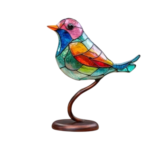Dekorative Tischlampe Buntglas Vogel – Farbenfrohe Atmosphäre mit Künstlerischem Ausdruck