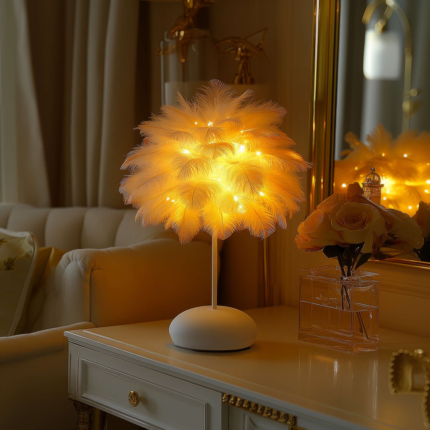**GEFIEDERTE FANTASIELAMPE** – Elegante LED Tischlampe mit Naturinspiriertem Design 2