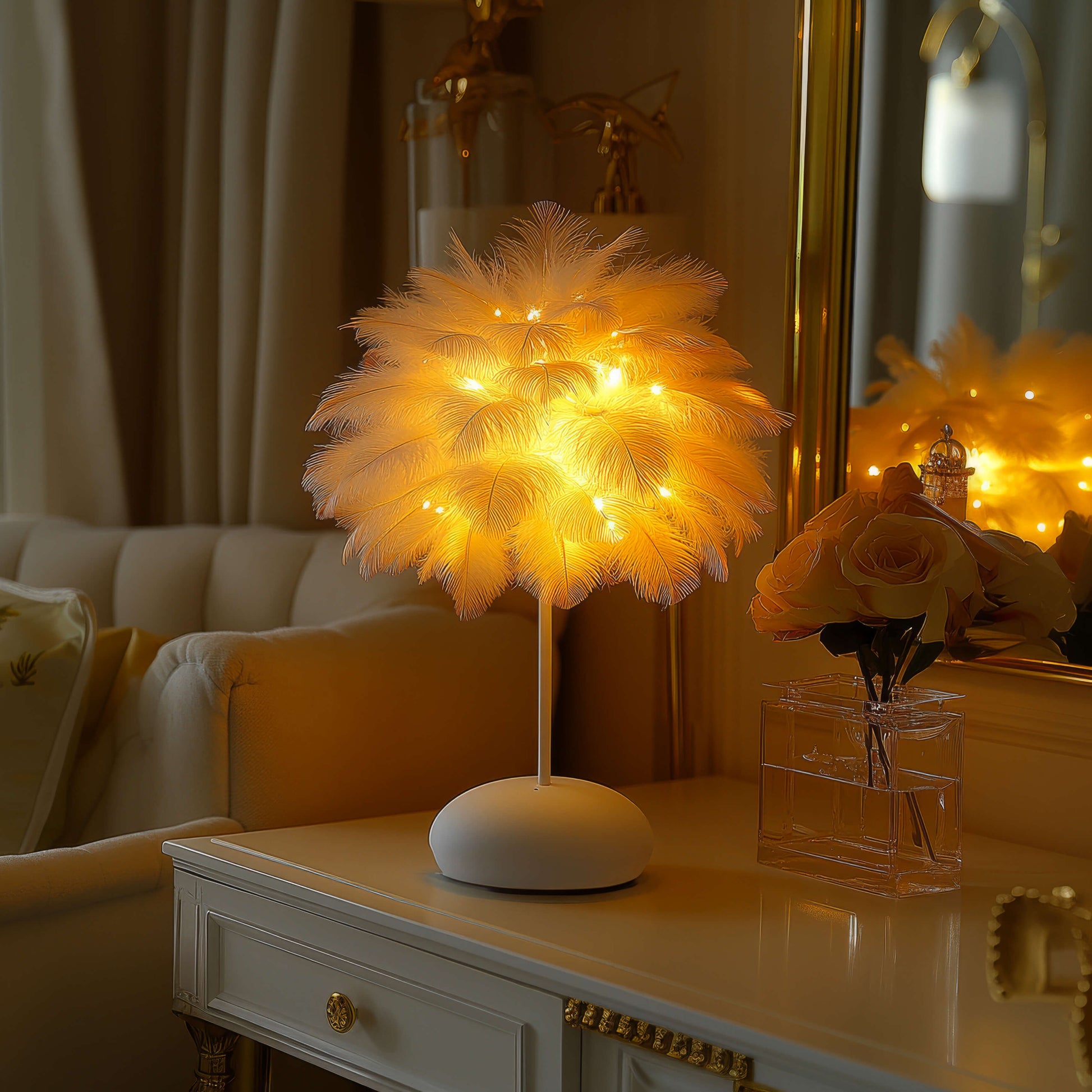 **GEFIEDERTE FANTASIELAMPE** – Elegante LED Tischlampe mit Naturinspiriertem Design 2