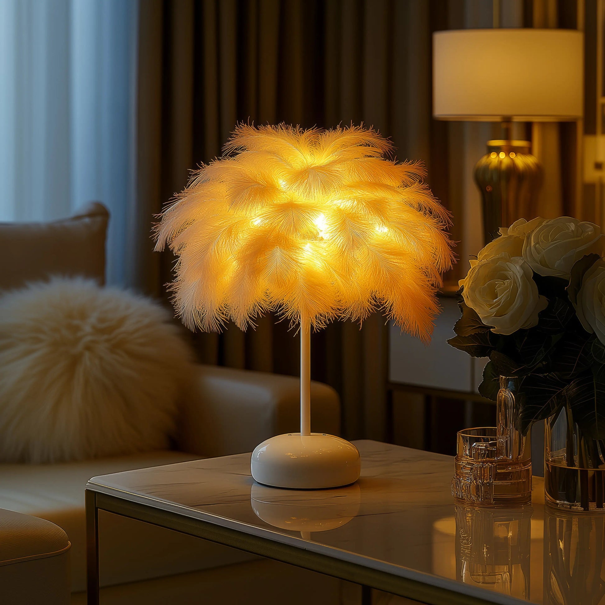 **GEFIEDERTE FANTASIELAMPE** – Elegante LED Tischlampe mit Naturinspiriertem Design 6