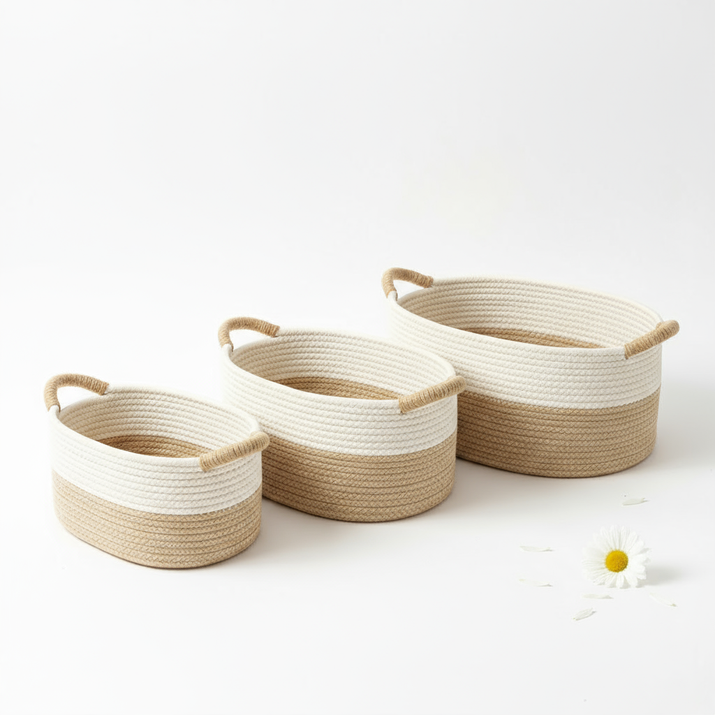 Geflochtener Aufbewahrungskorb Aus Baumwollseil – Stilvolle Lösung Für Ordnung Im Zuhause 0