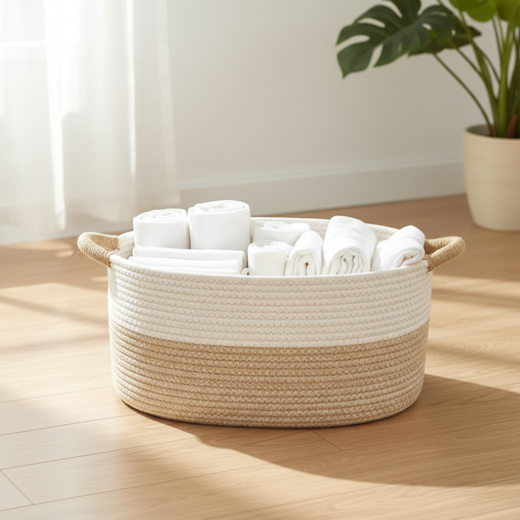 Geflochtener Aufbewahrungskorb Aus Baumwollseil – Stilvolle Lösung Für Ordnung Im Zuhause 3