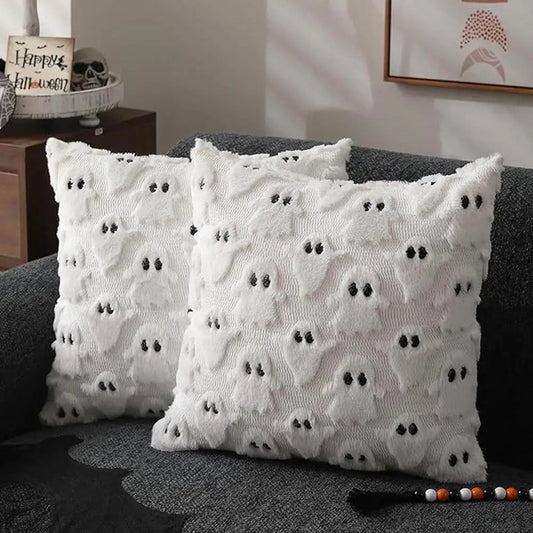 Ghost Pumpkin Plüschkissenbezug – Festliche Halloween-Atmosphäre für Ihr Zuhause 0