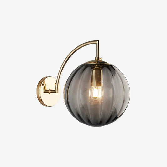 Goldene LED-Wandleuchte Mit Rauchglaskugel – Stilvolles Ambiente Für Elegante Räume 0
