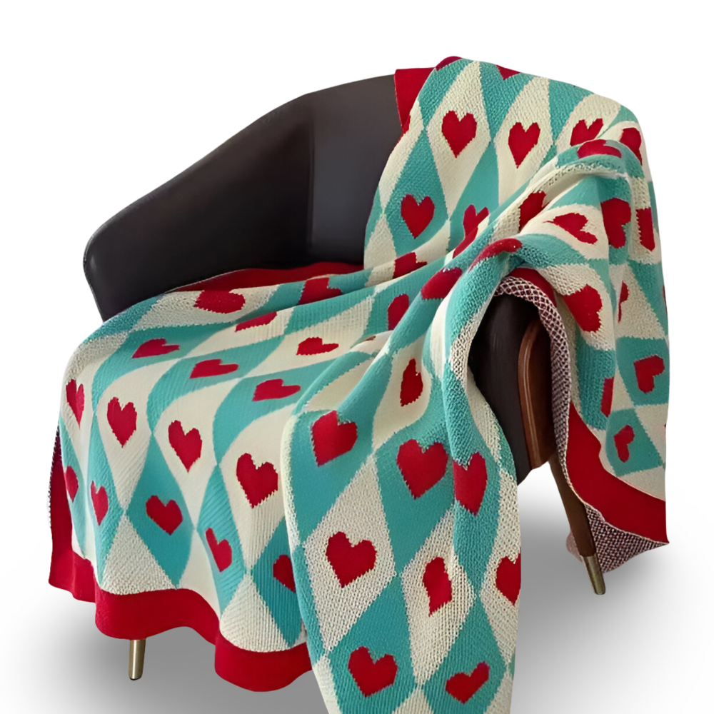 HeartiKnit Plaid Fleecedecke – Kuschelige Eleganz mit Herzmuster 0