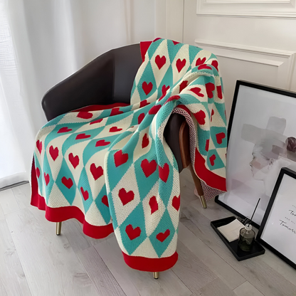 HeartiKnit Plaid Fleecedecke – Kuschelige Eleganz mit Herzmuster 4