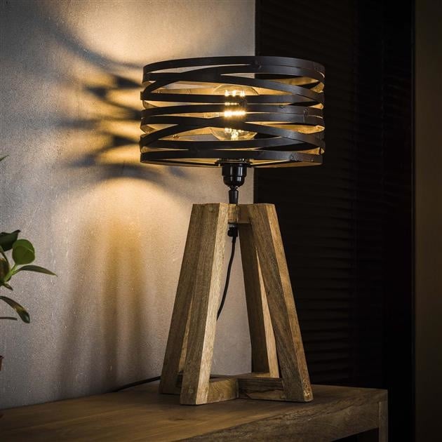 Industrielle Tischlampe Holz Twist – Stilvolles Licht Für Ihr Zuhause 0