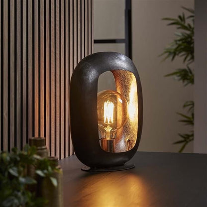 Industrielle Tischlampe Selma Oval Schwarz – Stilvolles Licht Für Eine Angenehme Atmosphäre 0