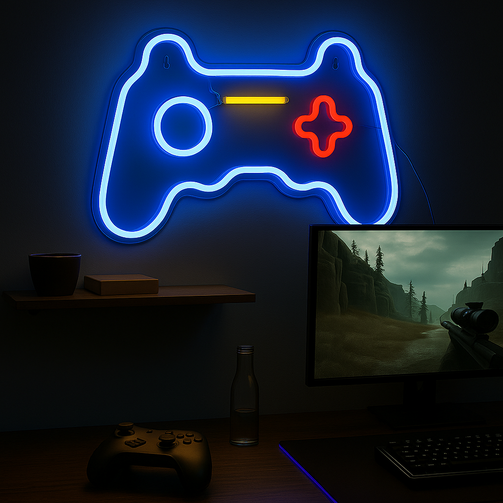 Joystick Neon Wandleuchte – Lebendige Farben Für Gamer 1