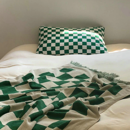Karierte Bettdecke Retro-Schachbrettmuster – Stilvolle Eleganz Für Gemütliche Abende 2