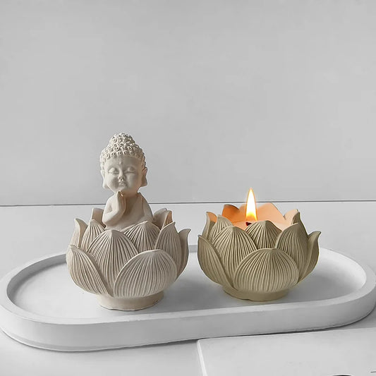 Kreative Lotusblüte Buddha 3D Silikonform – Vielseitige DIY Dekoration für Aromatherapie 0