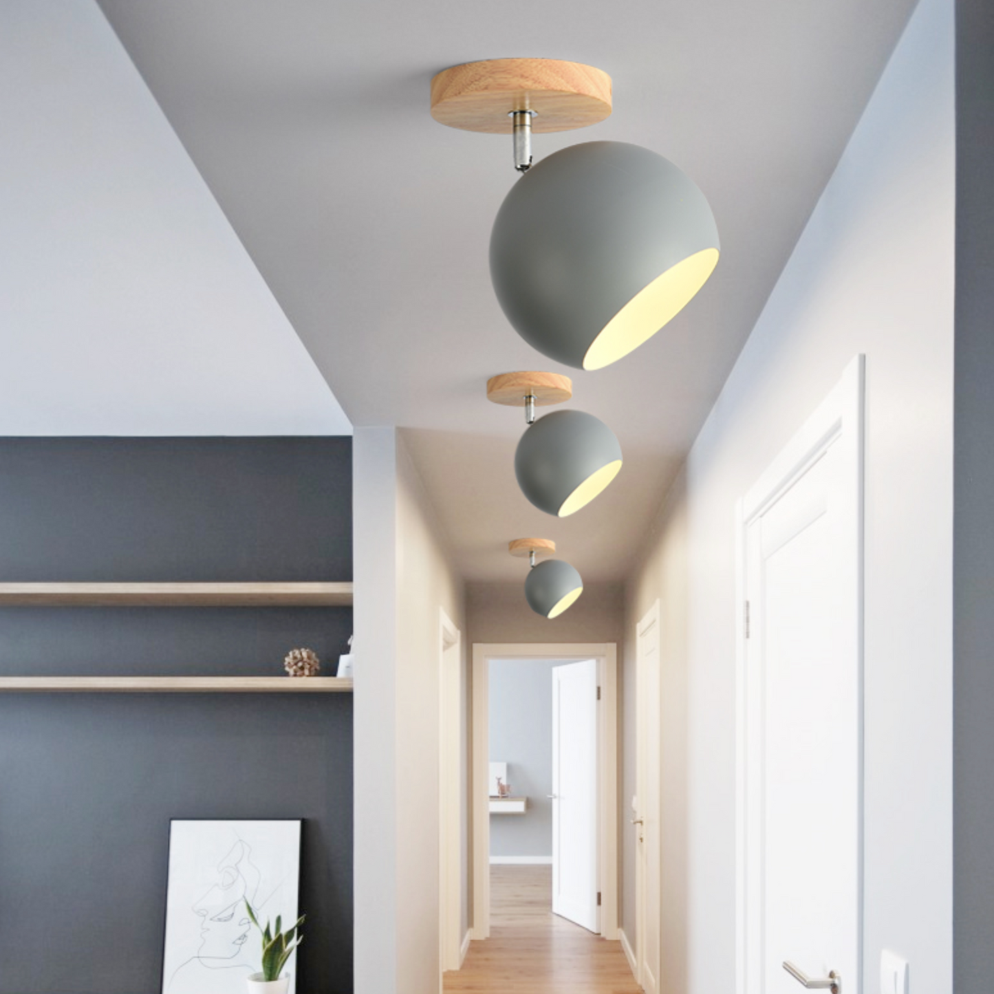 **LED-WANDLEUCHTE AUS HOLZ** – Stilvolle Beleuchtung mit Verstellbarer Kugel 2