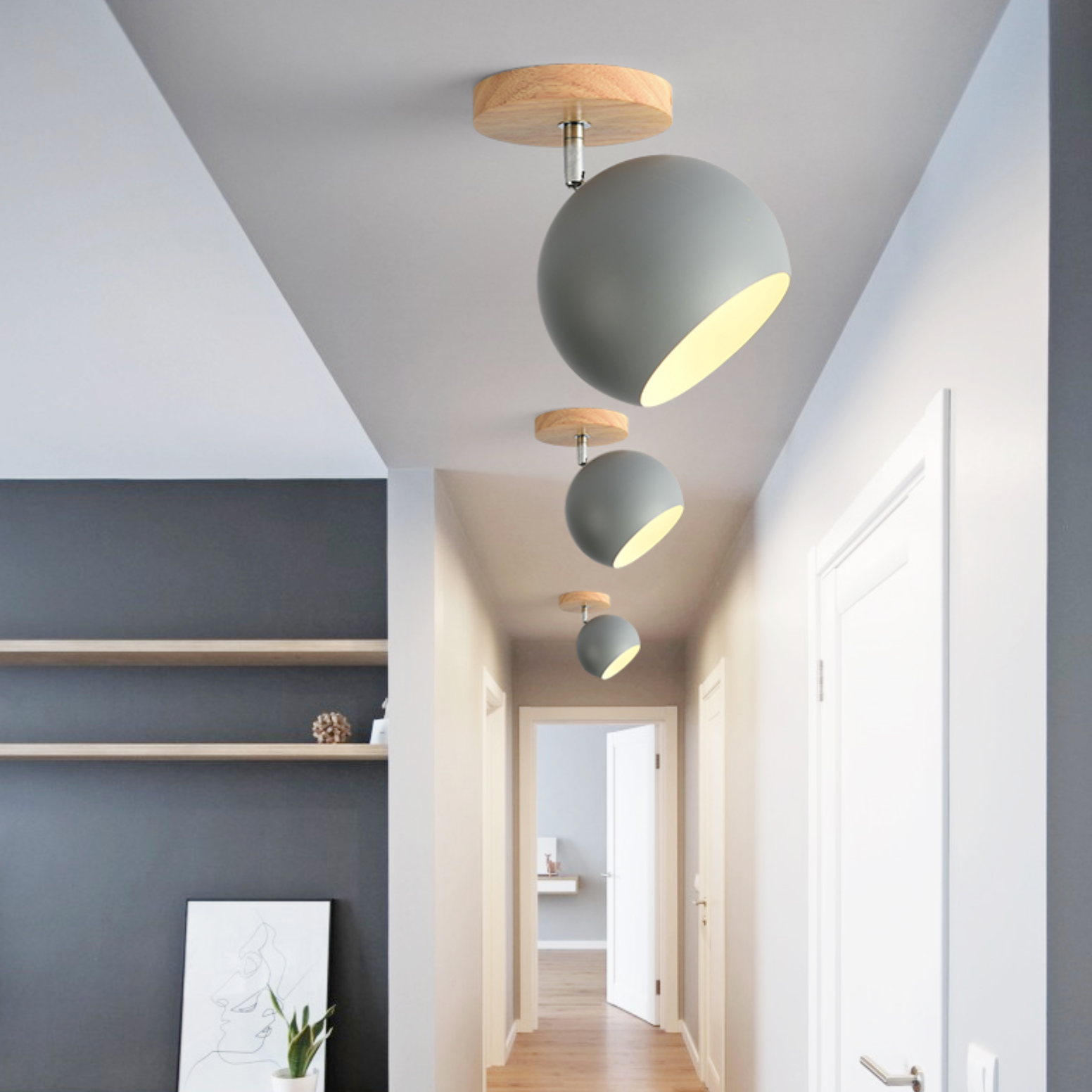 **LED-WANDLEUCHTE AUS HOLZ** – Stilvolle Beleuchtung mit Verstellbarer Kugel 2