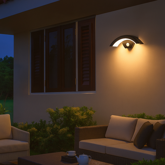 Lunaris Außen Wandlampe mit Bewegungsensor – Elegante und Energieeffiziente Außenbeleuchtung 0