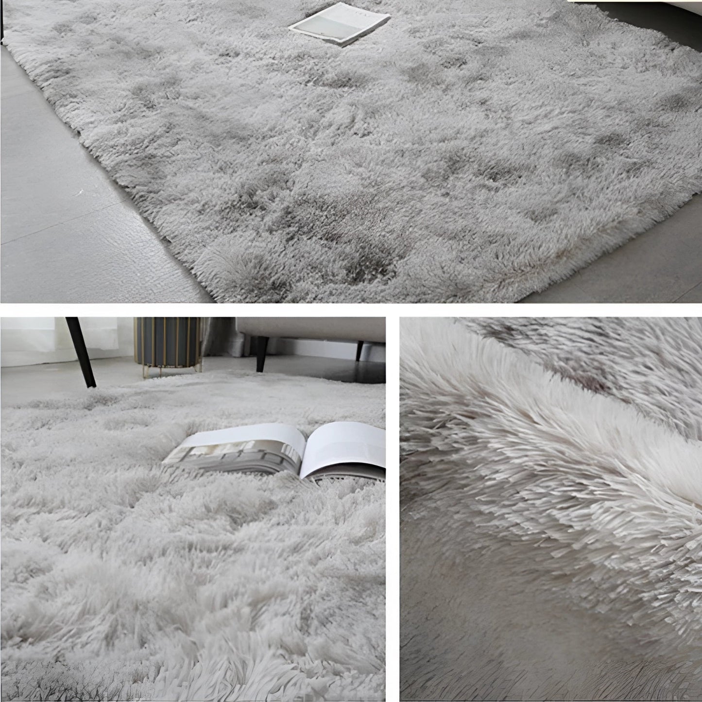 Luxuriöser Plüsch-Zottelteppich Sanftes Grau – Stilvolle Gemütlichkeit Für Ihr Wohnzimmer 3