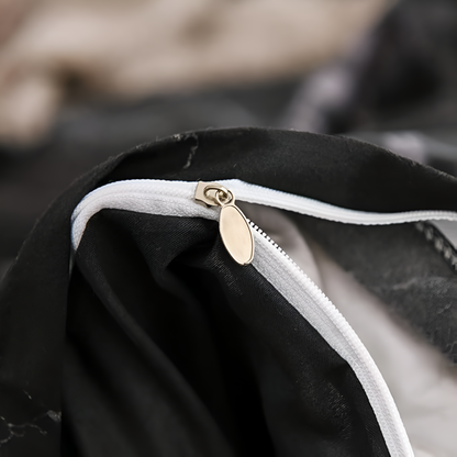 Luxuriöses Schwarzes Marmor Bettbezug-Set – Elegante Schlafzimmerverschönerung 2