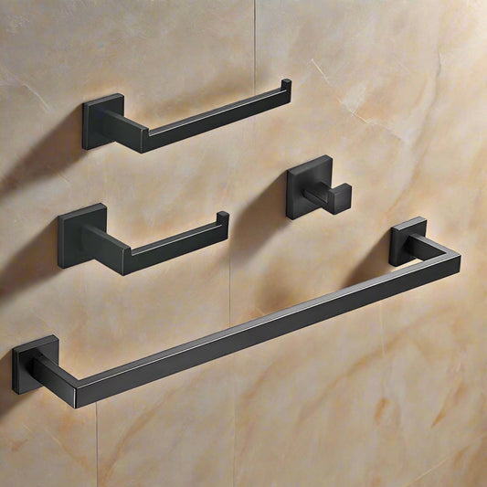 Mattschwarzes Badzubehör-Set aus Edelstahl – Stilvolles Design für Elegante Badezimmer 0