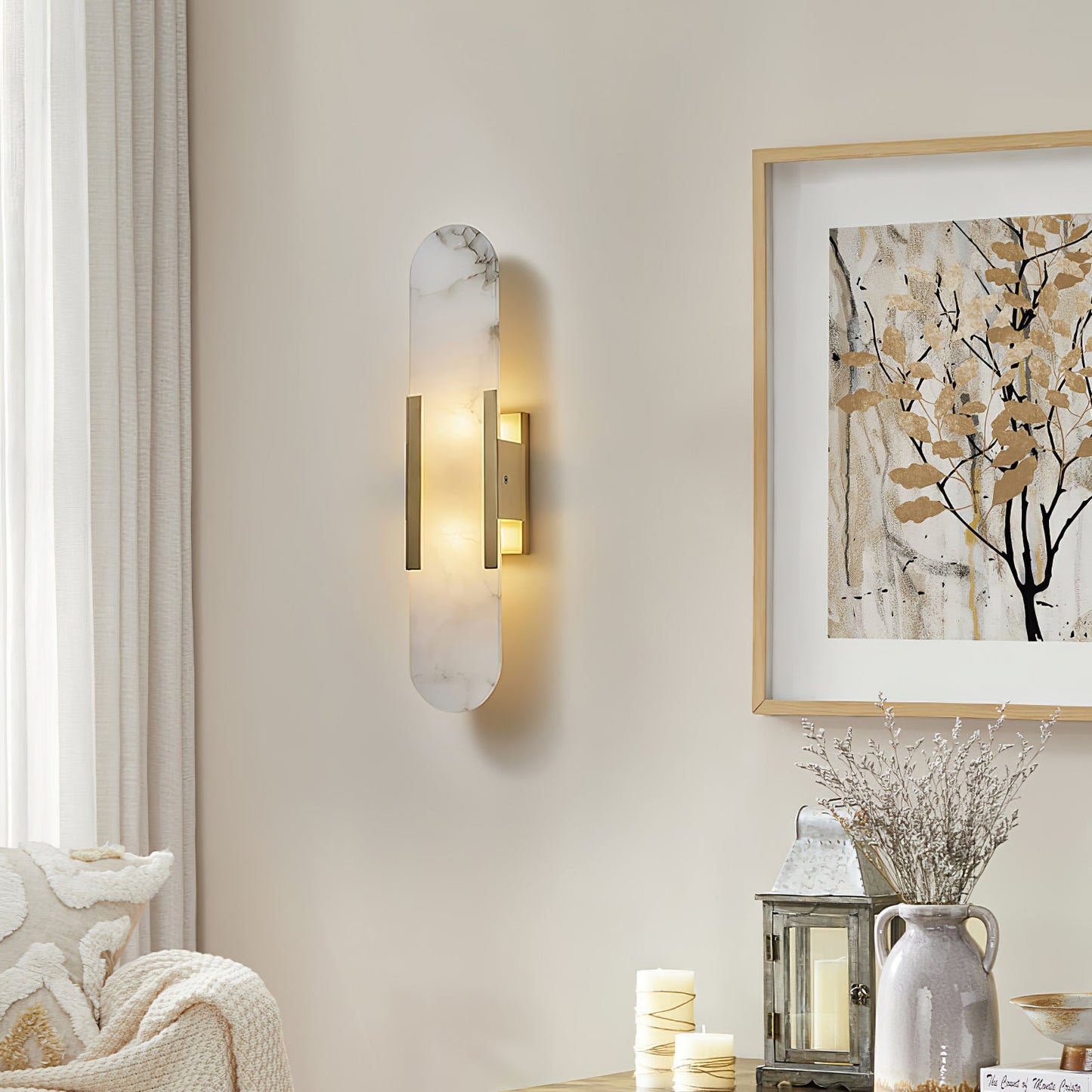 Melange Elongierte Alabaster Wandleuchte – Edle Lichtakzente Für Ihr Zuhause 4