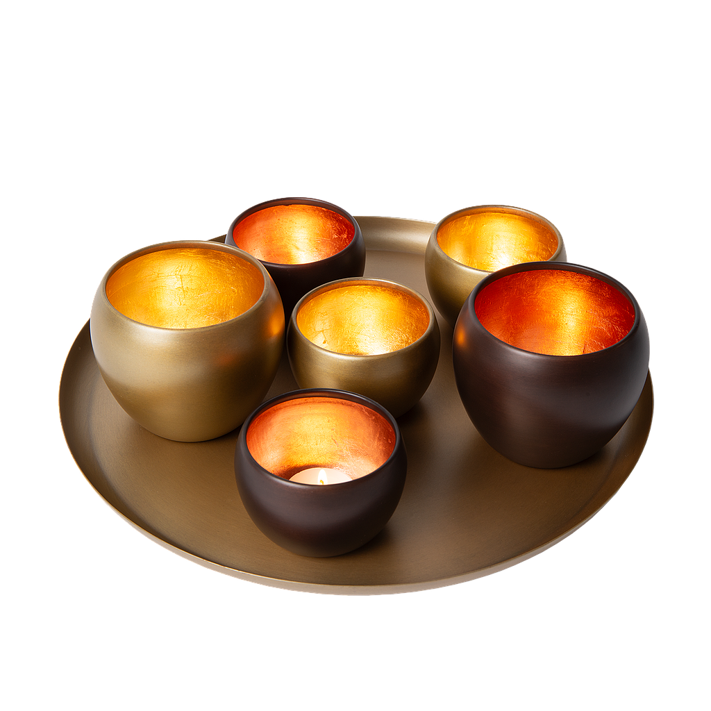 Metallschale Eleo mit Teelichthaltern Axel – Elegantes Lichtspiel für Ihr Zuhause 0