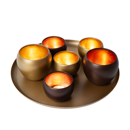 Metallschale Eleo mit Teelichthaltern Axel – Elegantes Lichtspiel für Ihr Zuhause 0