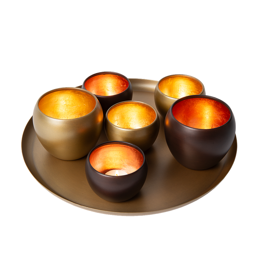 Metallschale Eleo mit Teelichthaltern Axel – Elegantes Lichtspiel für Ihr Zuhause 0