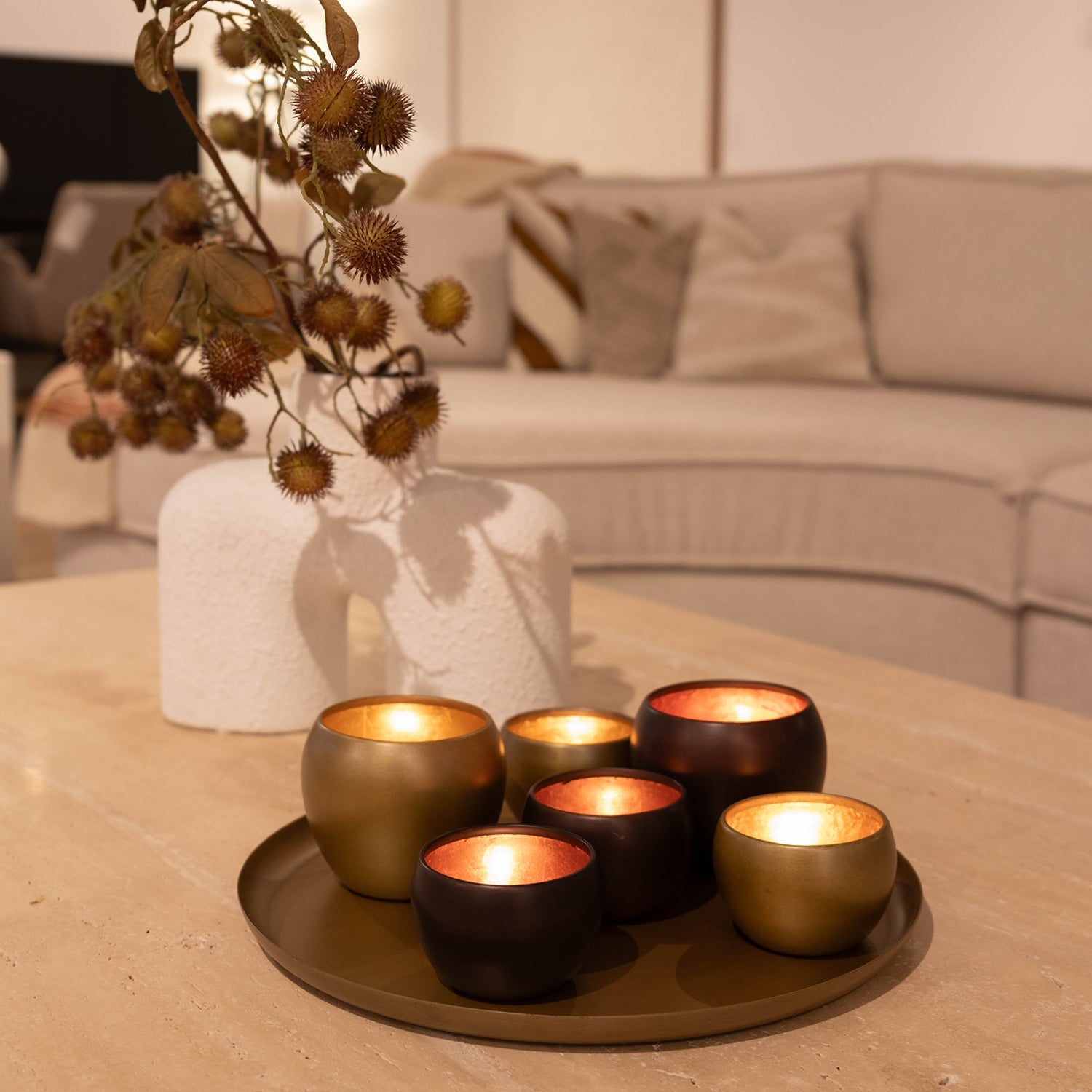 Metallschale Eleo mit Teelichthaltern Axel – Elegantes Lichtspiel für Ihr Zuhause 1