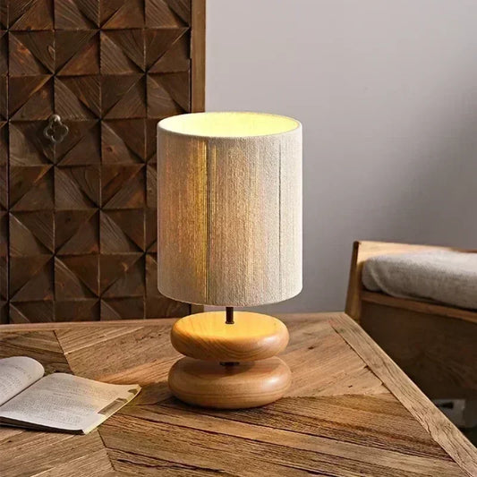 Moderne Japanische Holztischlampe – Handgefertigte Seilweblampe für Gemütliche Atmosphäre 1