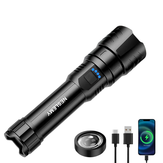 NESLEMY™ LED-Taschenlampe Schwarz – Helle Beleuchtung Für Jede Situation 0