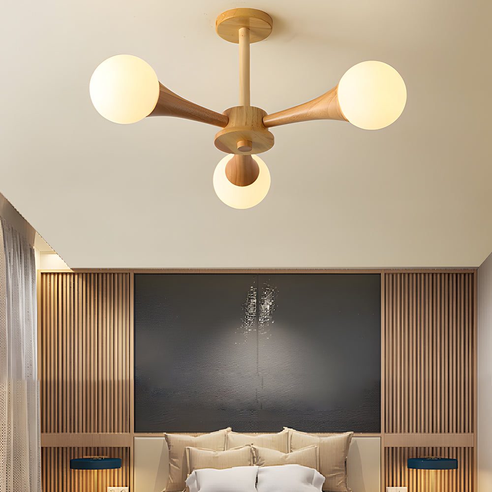 NordicGlow Kronleuchter Holz und Glas – Skandinavische Eleganz für Ihr Zuhause 0