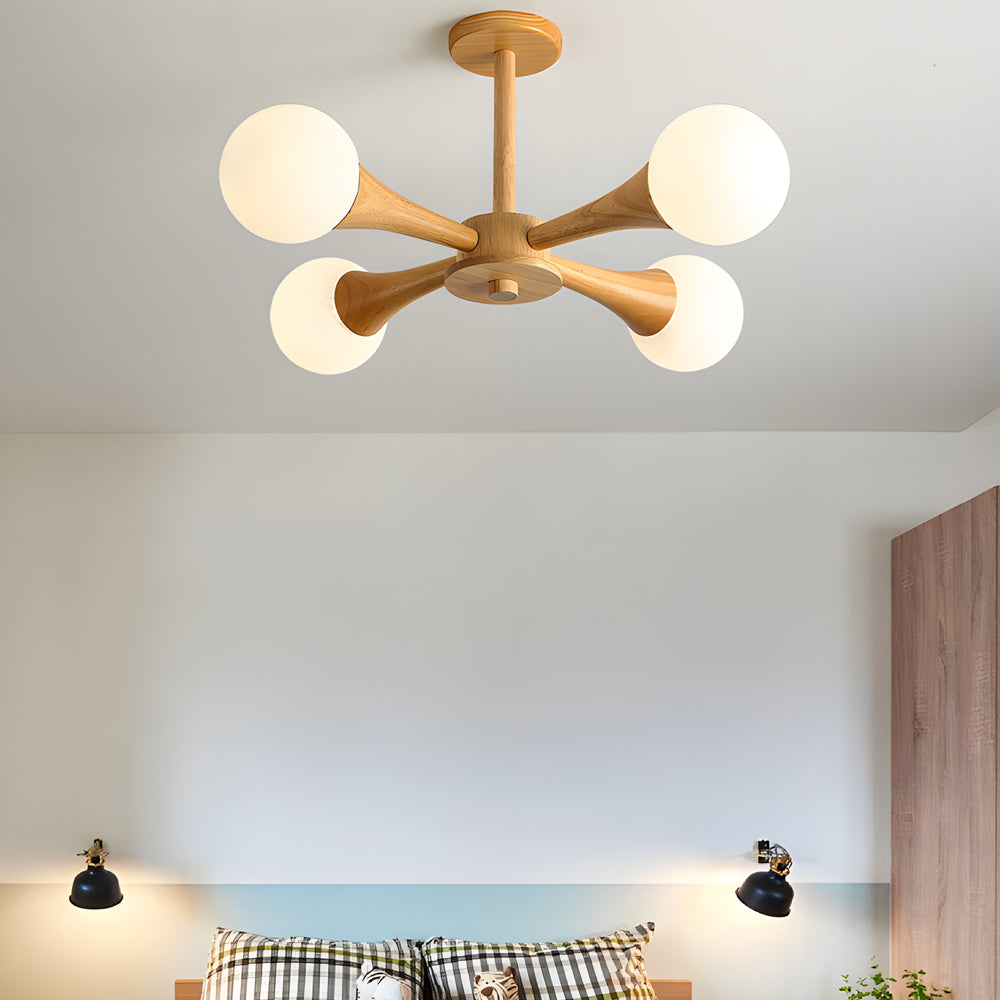 NordicGlow Kronleuchter Holz und Glas – Skandinavische Eleganz für Ihr Zuhause 3