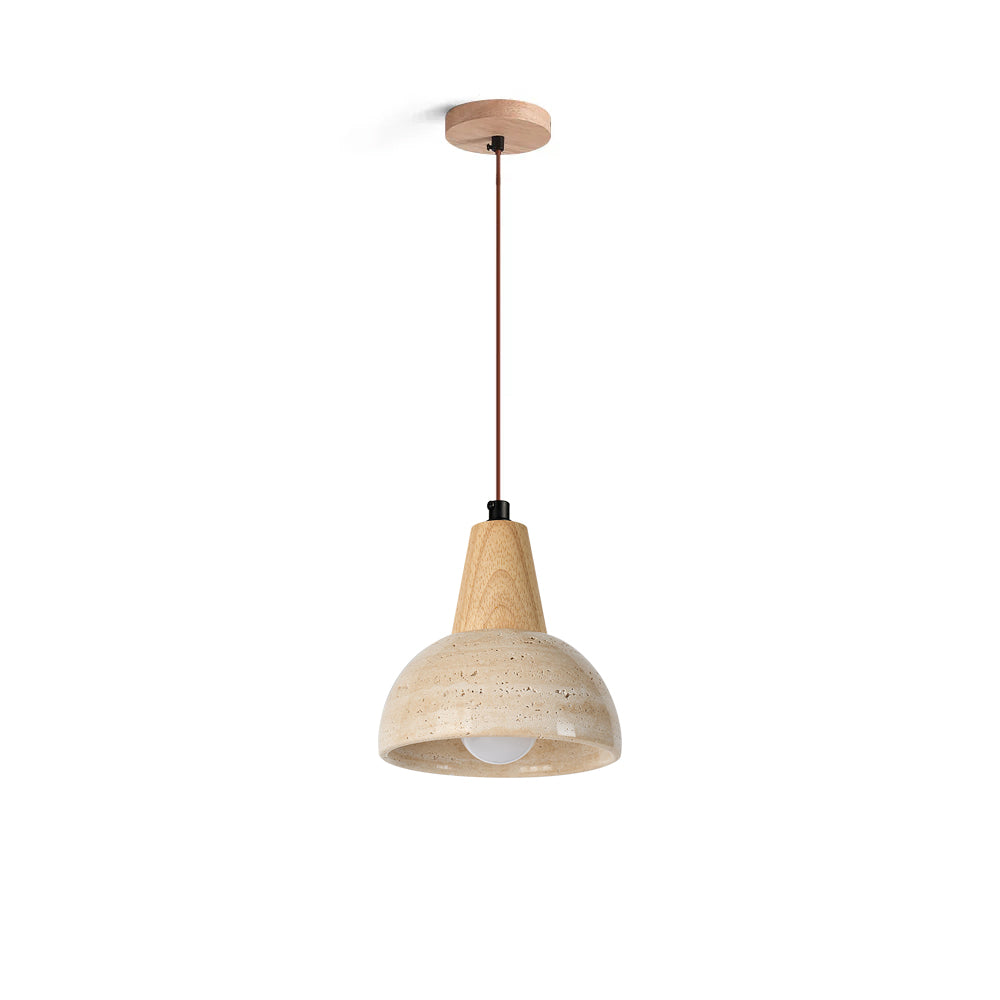 Pendelleuchte Arluoe mit Holz und Travertin – Zeitlose Eleganz für Ihren Essbereich 1