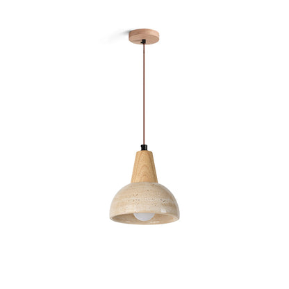 Pendelleuchte Arluoe mit Holz und Travertin – Zeitlose Eleganz für Ihren Essbereich 1