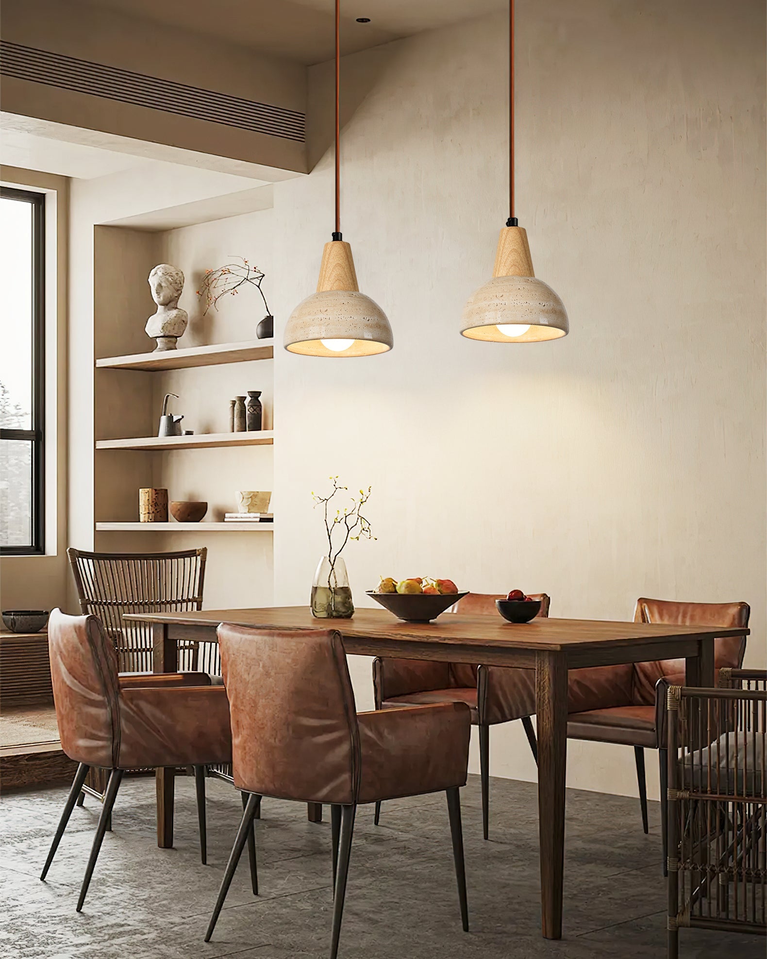 Pendelleuchte Arluoe mit Holz und Travertin – Zeitlose Eleganz für Ihren Essbereich 3