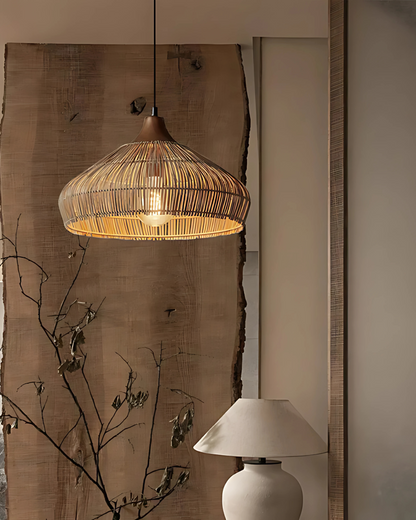 Pendelleuchte Rattan Japandi Style – Handgefertigte Hängelampe