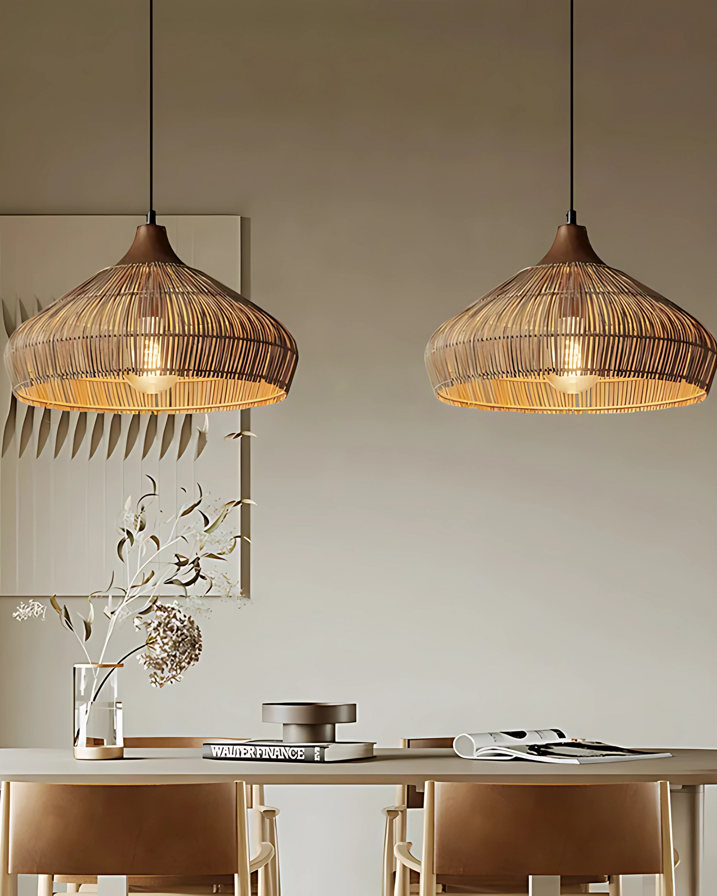 Pendelleuchte Rattan Japandi Style – Handgefertigte Hängelampe