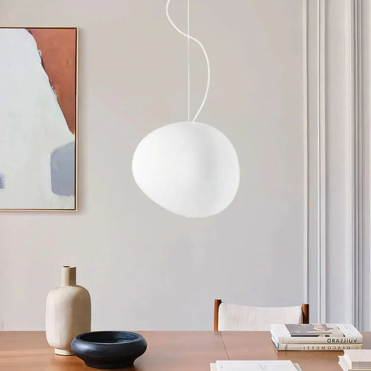 Pendelleuchte Weißer Kieselstein – Elegante Hängelampe Für Gemütliches Licht 0
