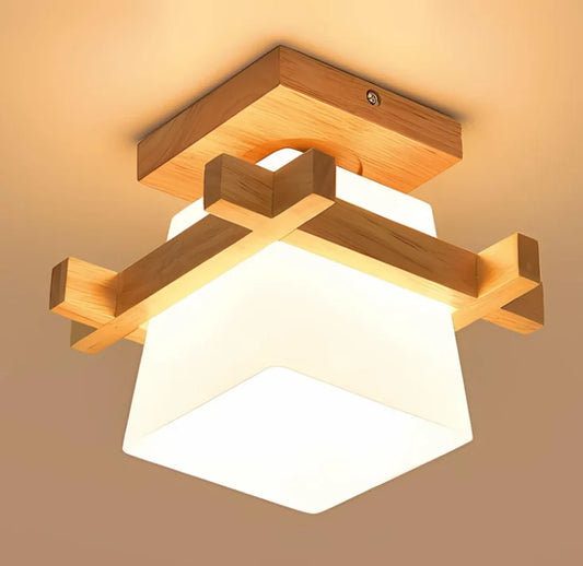 Personalisierte Holz Deckenleuchte – Elegantes Licht für Flur und Balkon 0