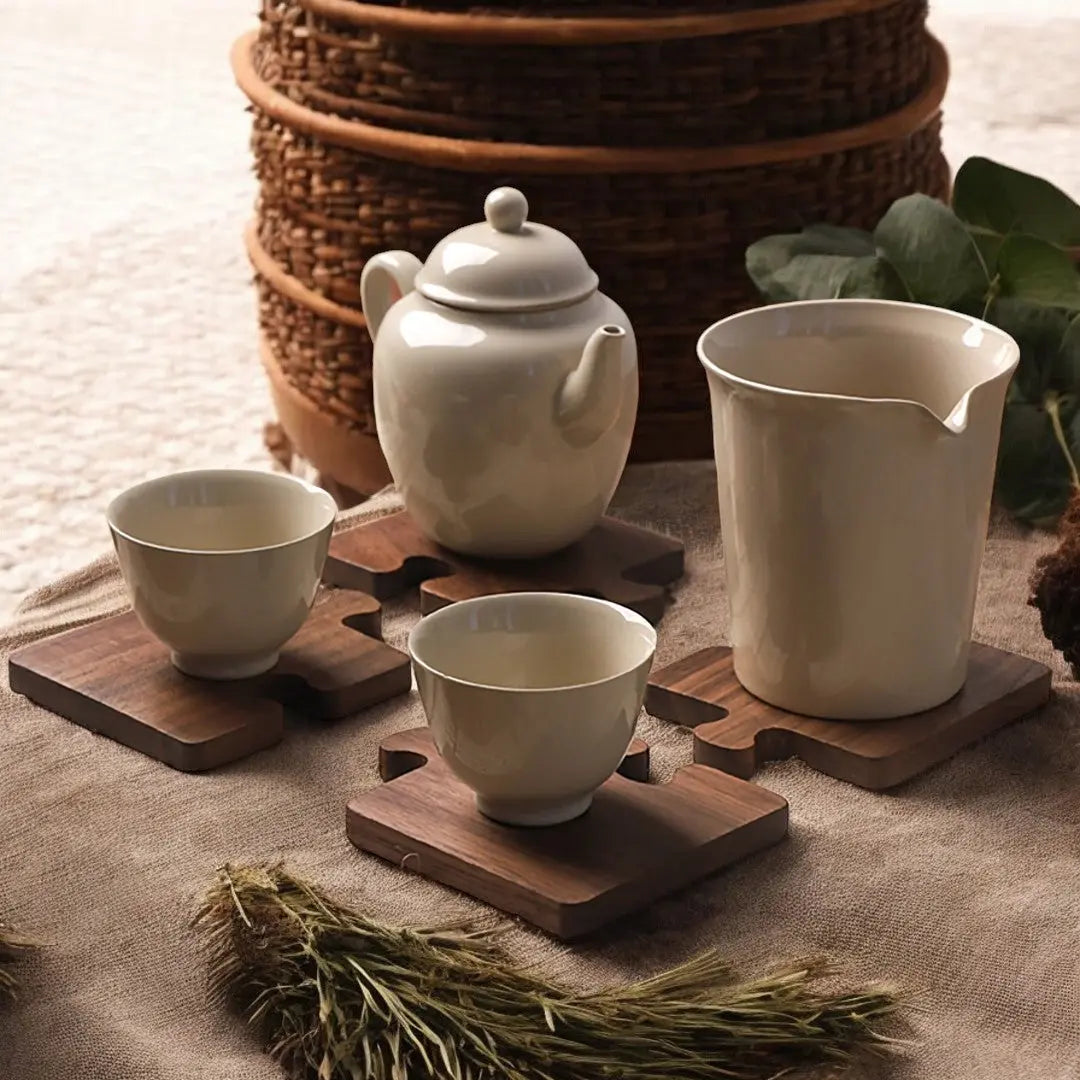 Puzzle-Tassenuntersetzer Aus Walnussholz – Kreativer Schutz Für Stilvolle Tische 3