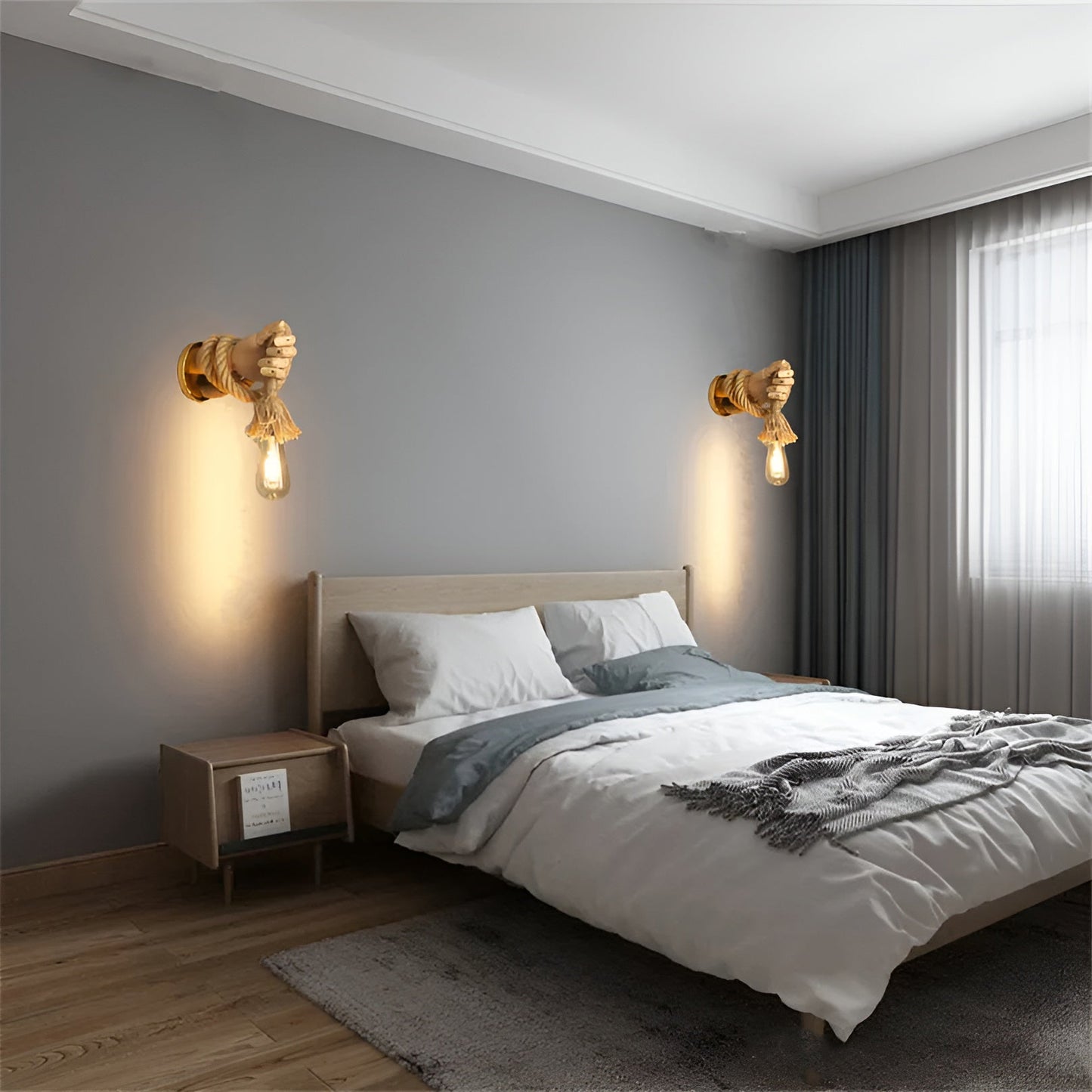 RetroHand Wandleuchte Hanfseil – Vintage Eleganz Für Gemütliche Abende 4