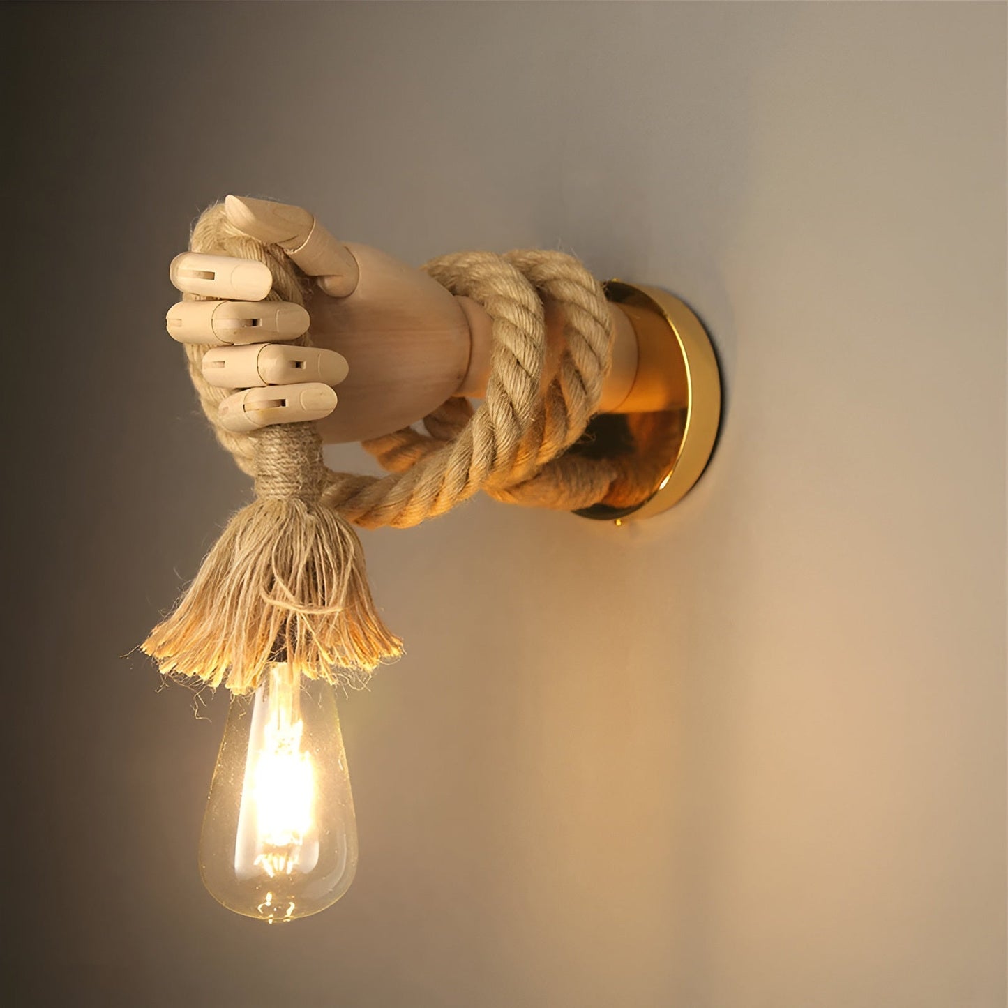 RetroHand Wandleuchte Hanfseil – Vintage Eleganz Für Gemütliche Abende 7